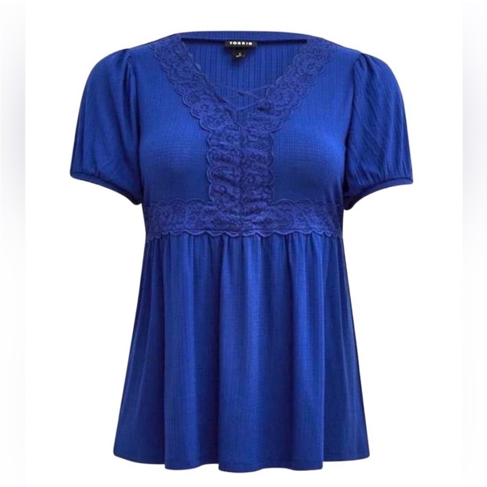 Torrid Royal Blue Lace Accent Blouse